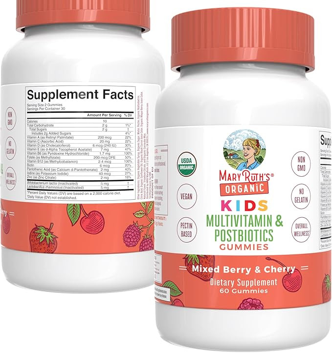 MaryRuth’s USDA Organic Kids Multivitamin Gummies + Postbiotics for Ages 4+ | Lactobacillus Rha... | Amazon (US)