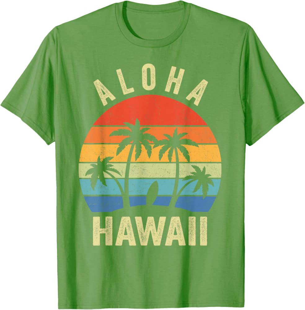 Aloha Hawaii Hawaiian Island Palm Beach Surfboard Surf T-Shirt | Amazon (US)