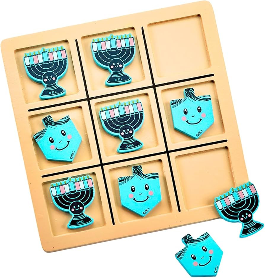Rite Lite Hanukkah Tic Tac Toe Game - Jewish Board Game Wooden Display Chanukah Gifts for Kids Ho... | Amazon (US)