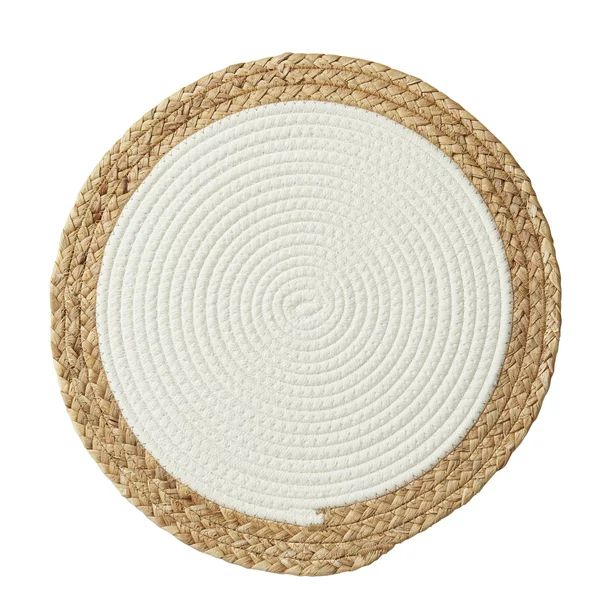 Better Homes & Gardens Cotton Hyacinth 15" Round Table Placemat, Natural White, 1 Piece | Walmart (US)