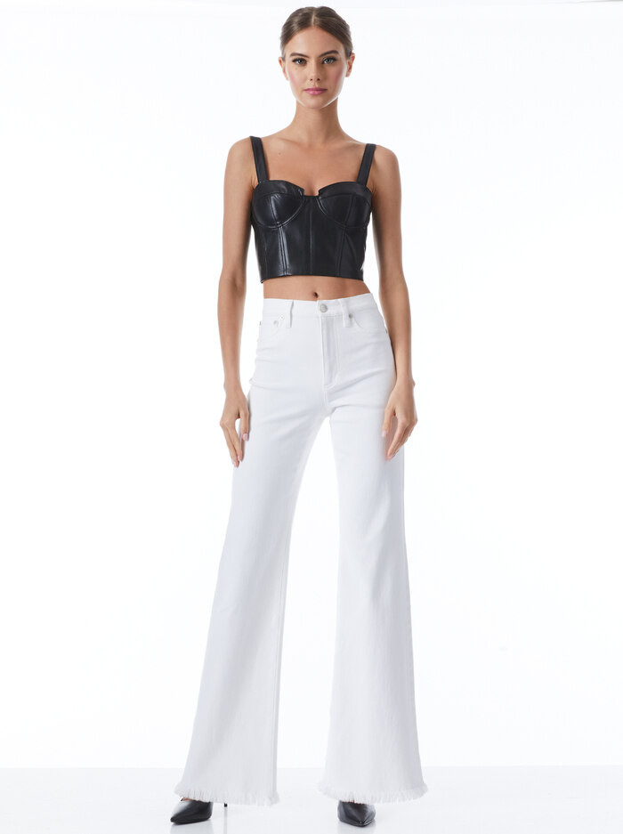 JEANNA BUSTIER VEGAN LEATHER CROP TOP | Alice + Olivia