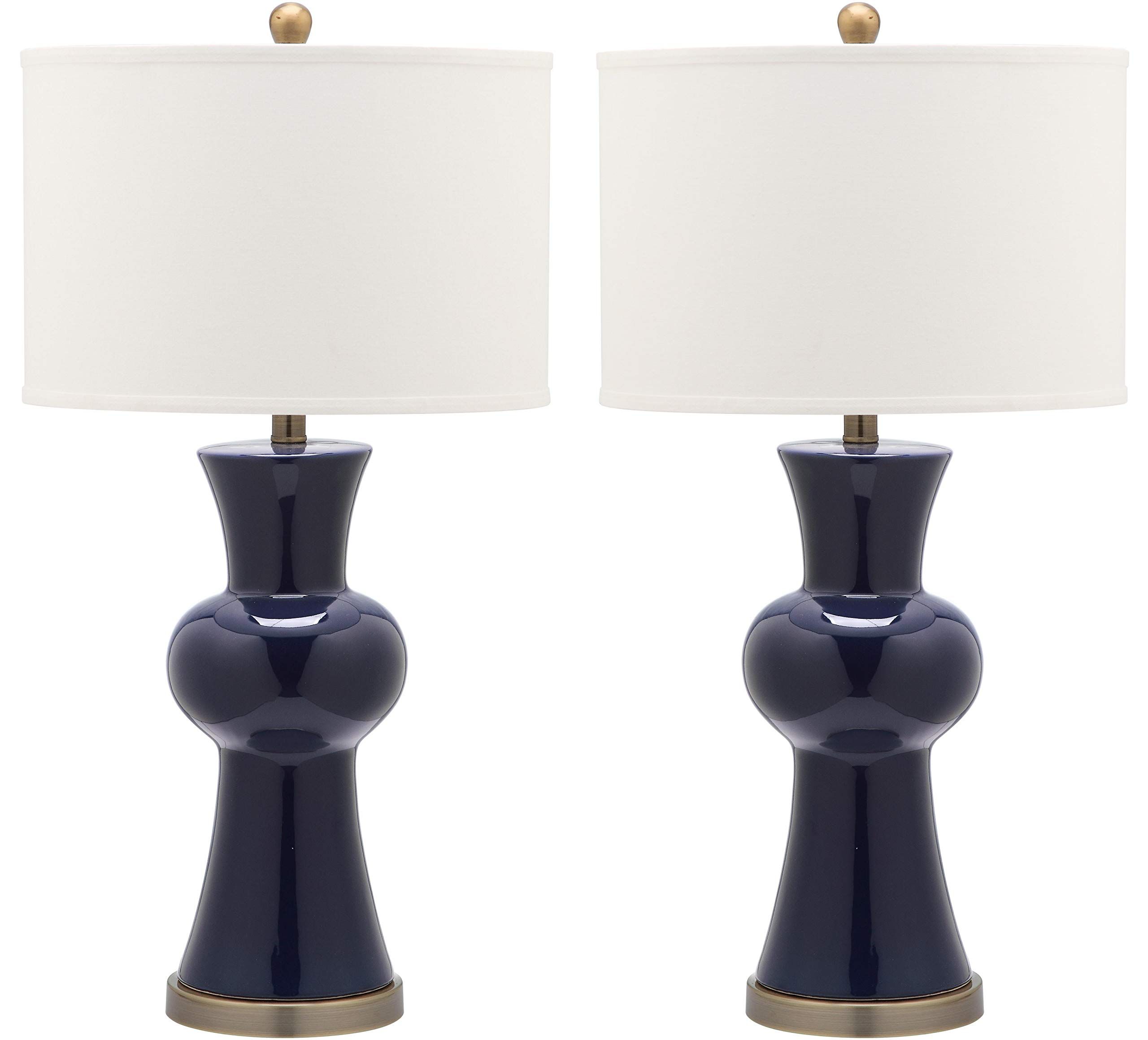 Safavieh Lighting Collection Lola Column Navy Ceramic 30-inch Bedroom Living Room Home Office Desk N | Amazon (US)