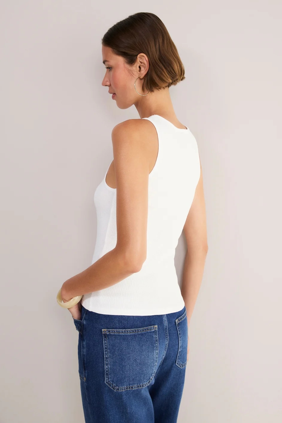 Elle Ribbed Vest - White | WYSE London