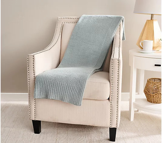 Barefoot Dreams 45"x60" CozyChic Stacked Rib Border Blanket - QVC.com | QVC