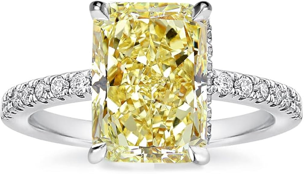 3.5/7.0ct Radiant Cut Engagement Ring,Simulated Diamond Promise Ring for Women in 925 Sterling Si... | Amazon (US)