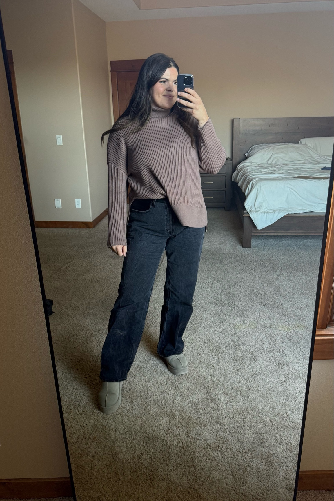 Midsize Mom fall outfit with black jeans from Abercrombie. Wearing a size 32 and a size XL in the Amazon turtleneck sweater. 

Mom, teacher, Jean outfit, Thanksgiving outfit, winter outfit

#LTKStyleTip #LTKFindsUnder50 #LTKMidsize