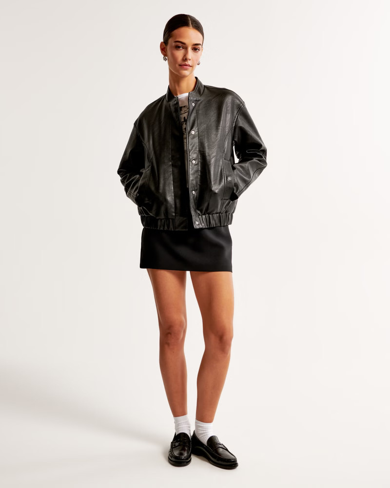 Vegan Leather Bomber Jacket | Abercrombie & Fitch (US)