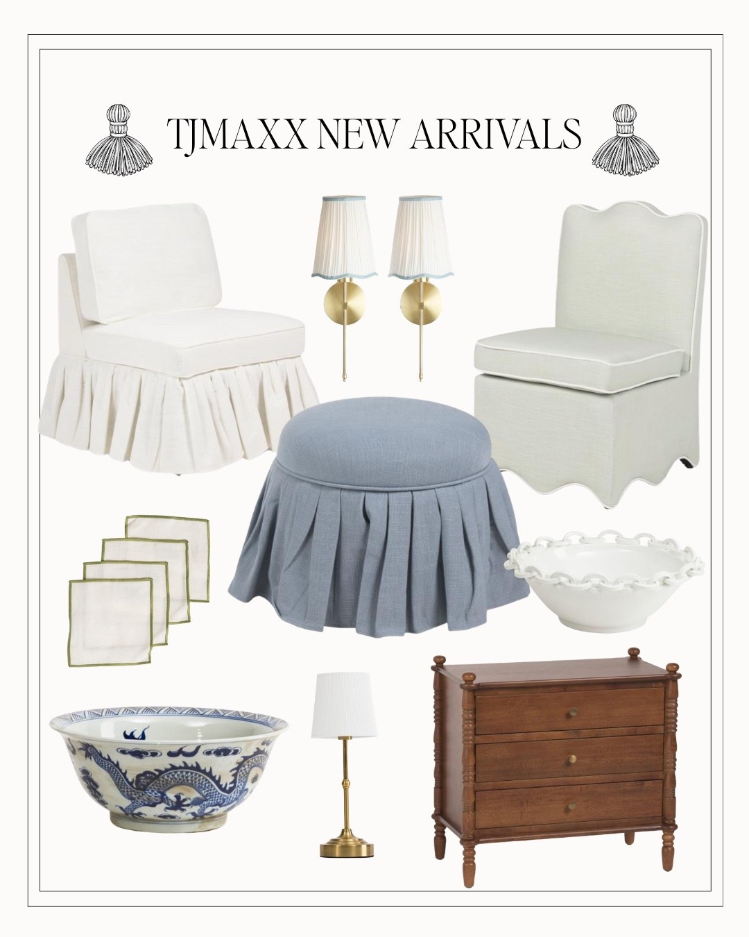 Tjmaxx new arrivals in Nancy Meyers style! Nancy Meyers aesthetic. Nancy Meyers home. Blue and white decor. Blue and white home. Traditional decor. Traditional home.

#LTKHome