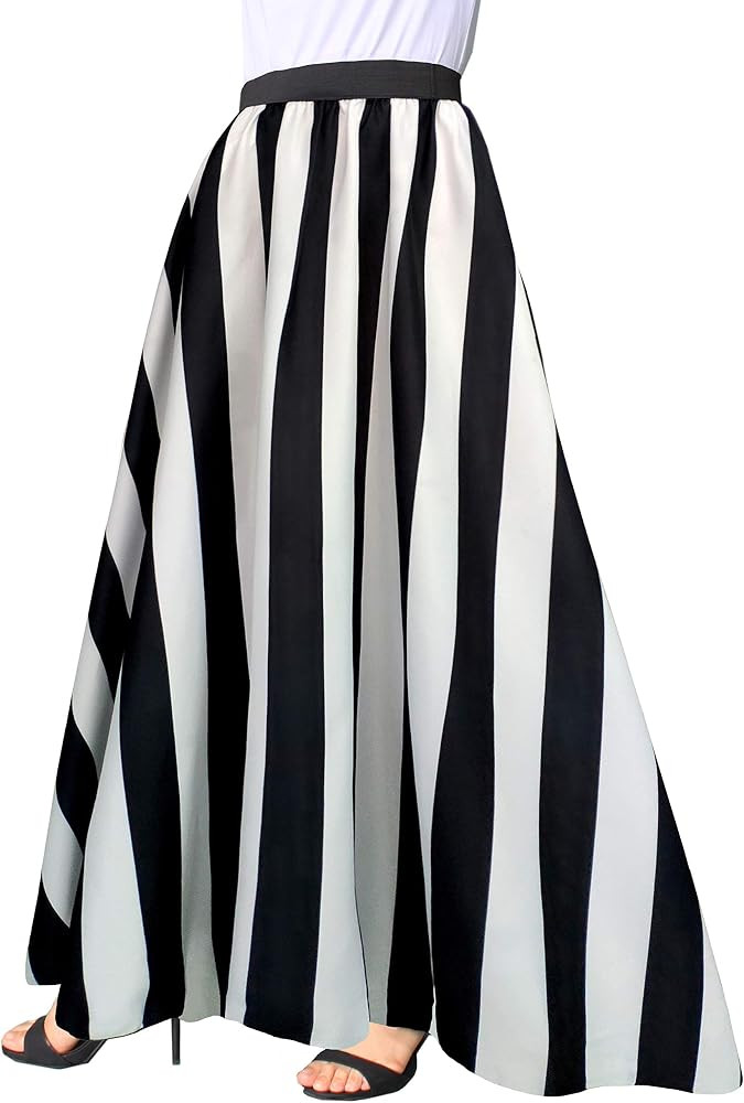 Sinono Women's Chiffon Stripe Maxi Skirt High Waist Mopping Floor Skirts | Amazon (US)