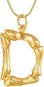 FOCALOOK Statement Bamboo Necklace Mens Womens Stainless Steel Big Bamboo Initial Letter Pendant ... | Amazon (US)