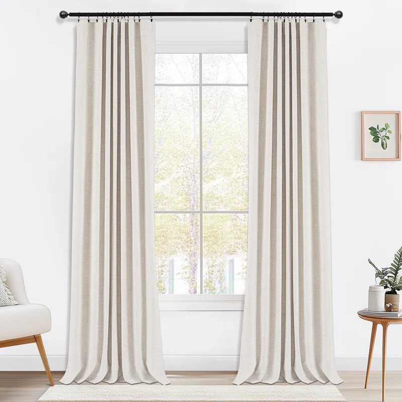 Birglinde Faux Linen Textured Thermal 100% Blackout Curtains for Bedroom Living Room Rod Pocket/R... | Wayfair North America