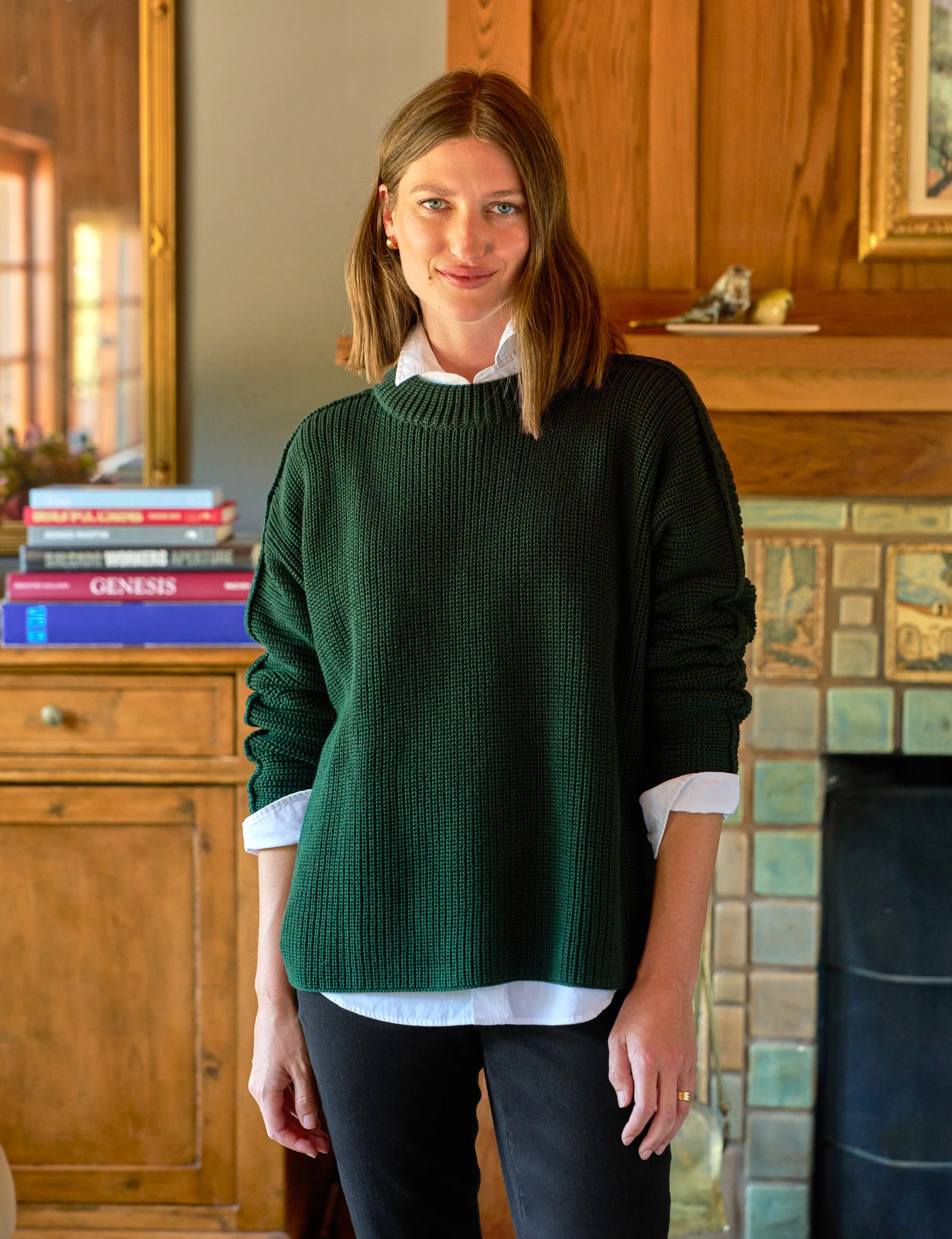 MONTECITO SWEATER British Racing Green, Pure Italian Cotton | Frank & Eileen