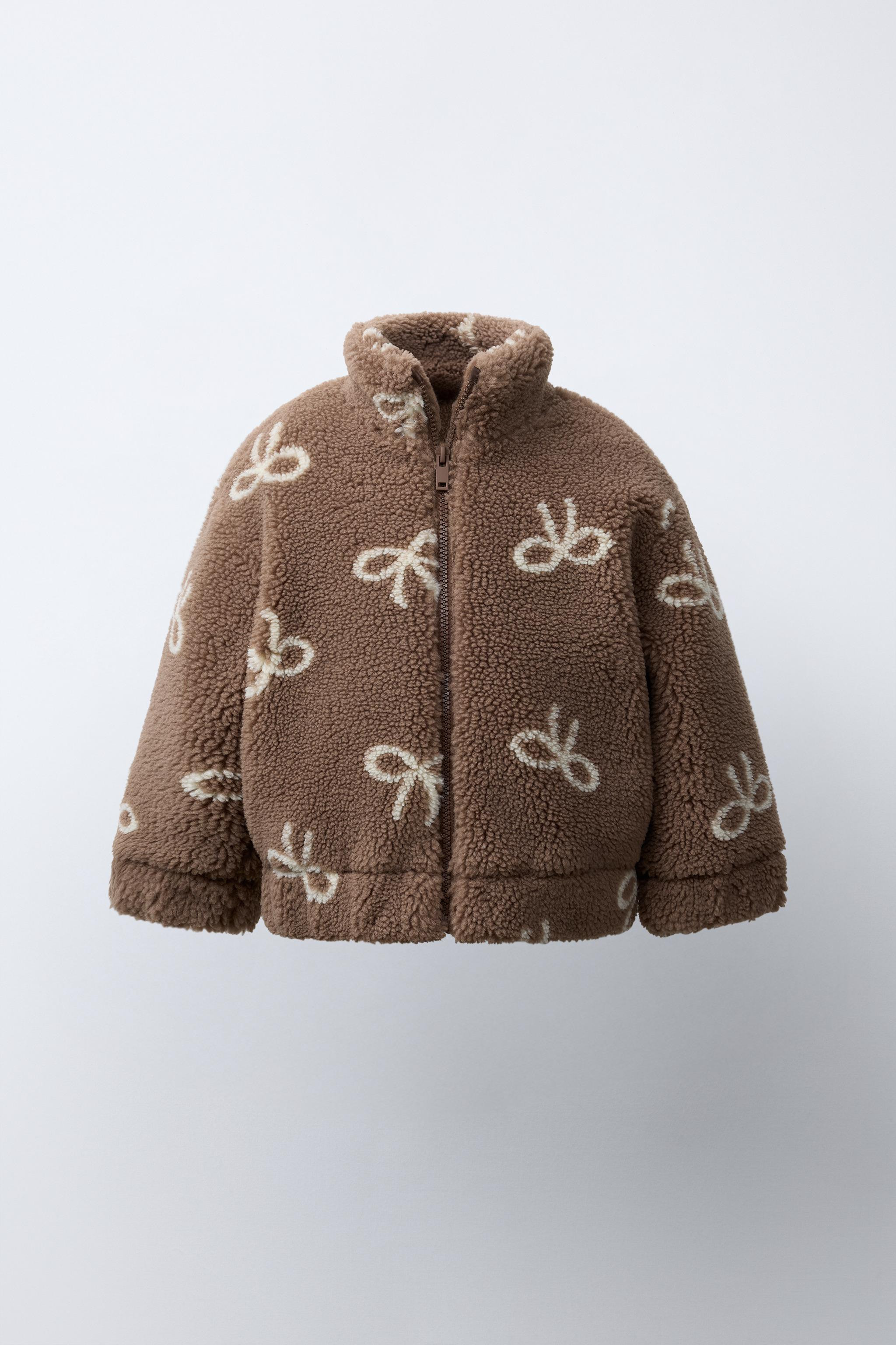 FAUX SHEARLING JACKET WITH BOW PRINT | Zara US