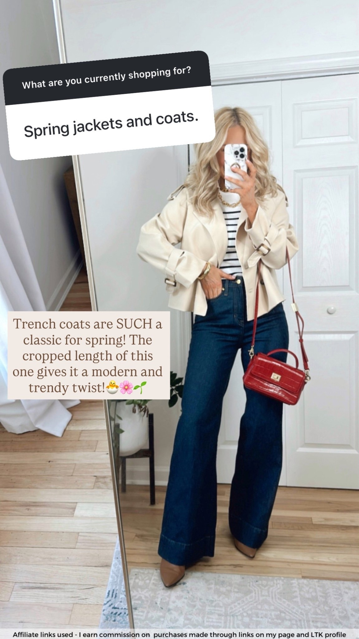 Amazon cropped trench coat spring 2026

Amazon striped sweater tee
Dark wash jeans
Spring jackets
Early spring outfit 