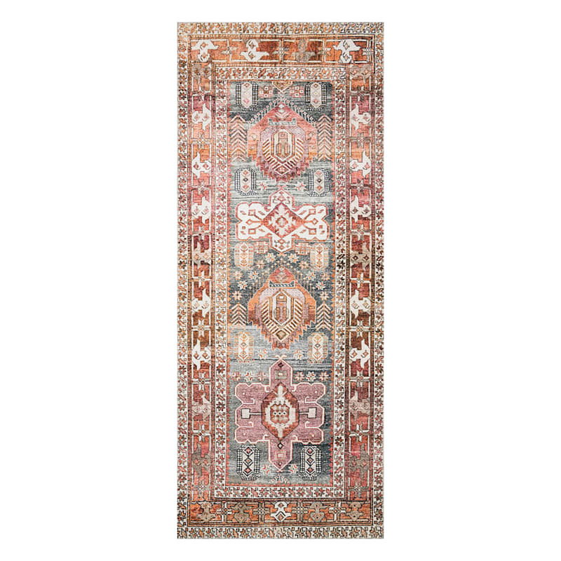 Seth Teal & Rust Southwestern Medallion Rug, 2x5 | At Home