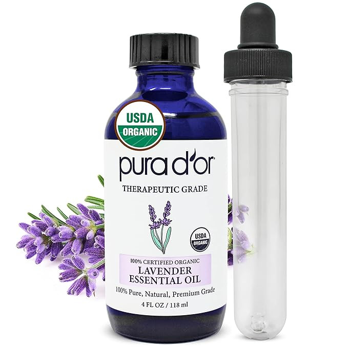 PURA D'OR Organic Lavender Essential Oil (4oz with Glass Dropper) 100% Pure & Natural Therapeutic... | Amazon (US)