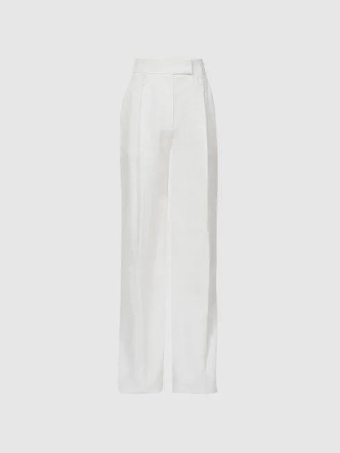 Linen Blend Wide Leg Trousers | Reiss (UK)