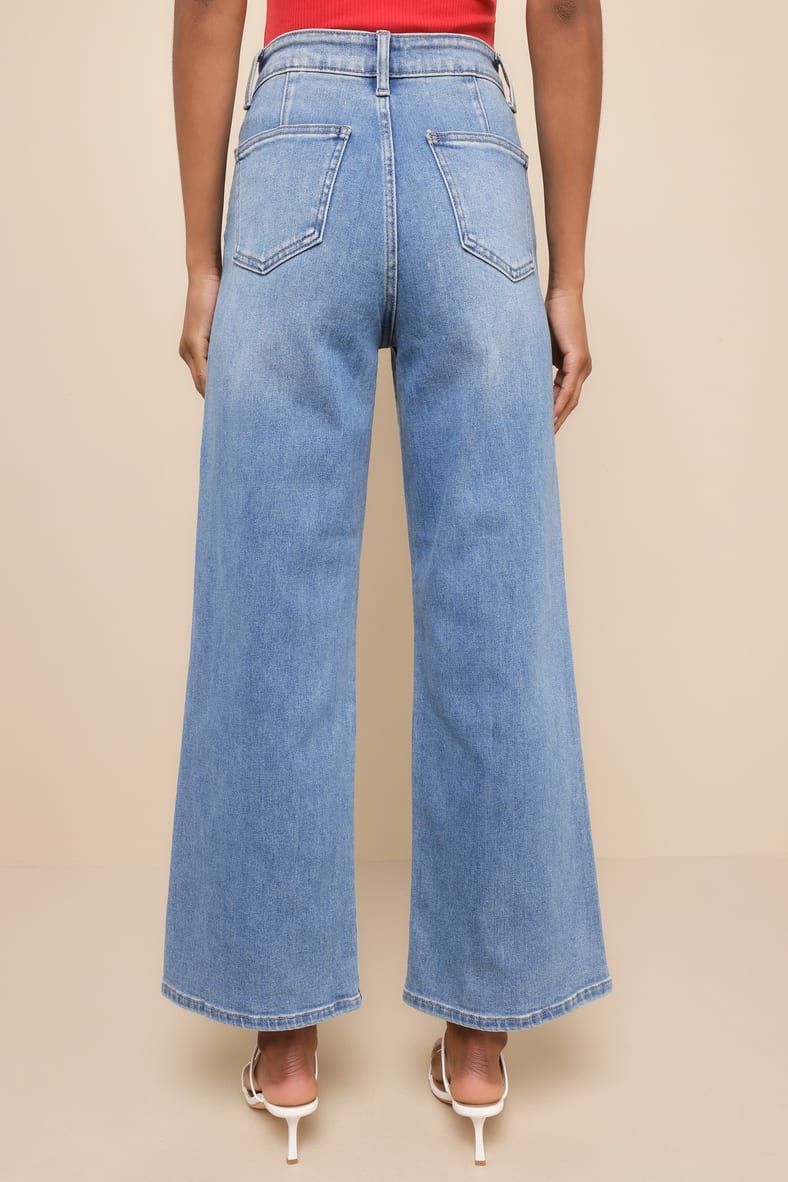 Trendy Tendencies Medium Wash High-Rise Wide-Leg Jeans | Lulus