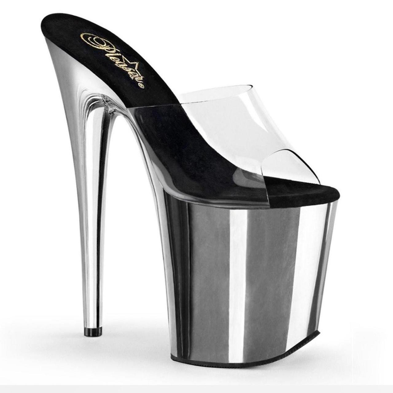 Pleaser Women's Pumps - Black/Silver - US 9 | Depop US