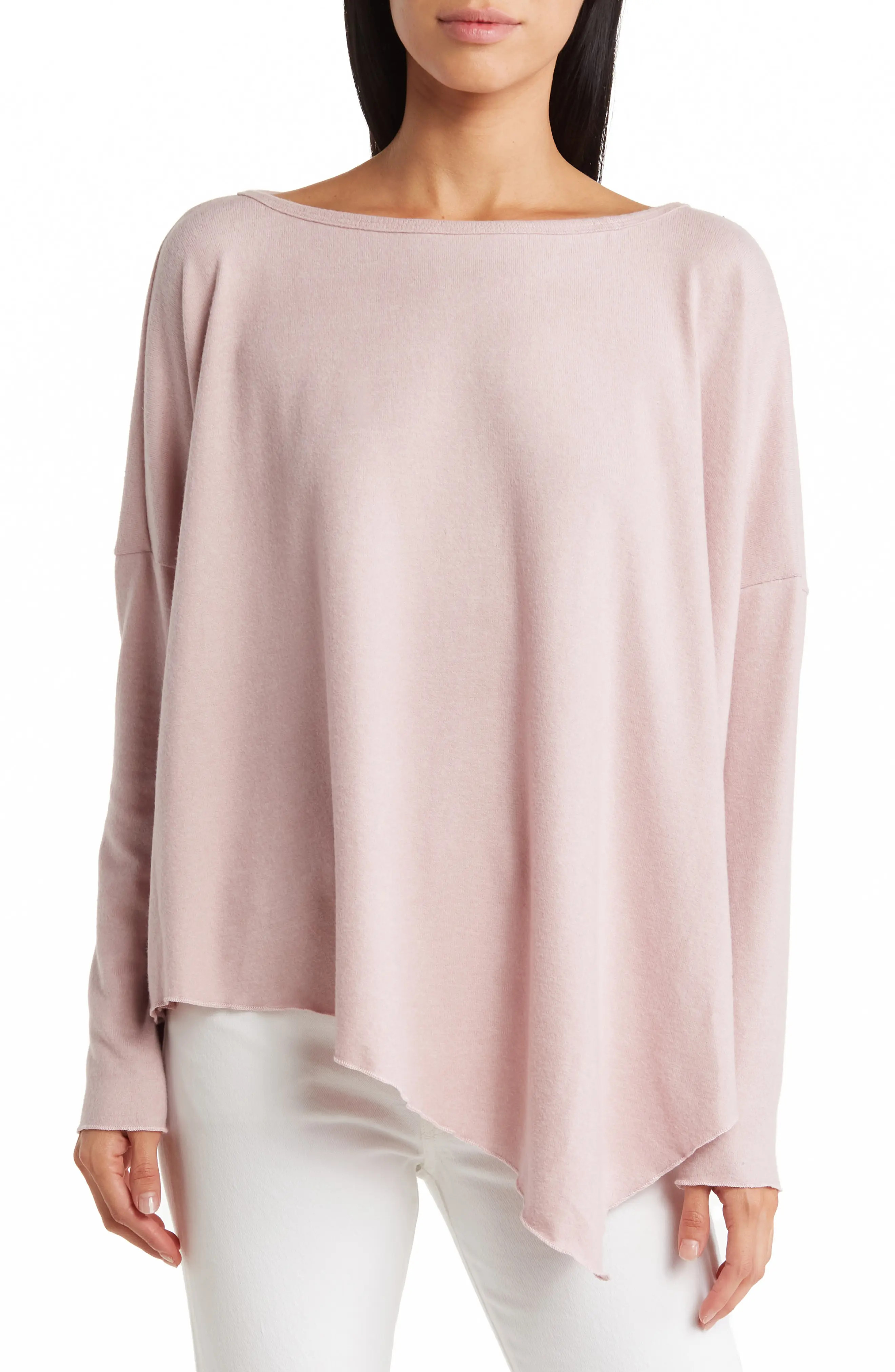 GO COUTURE Long Sleeve Asymmetric Hem Top in Gossamer Pink at Nordstrom Rack, Size X-Large | Nordstrom Rack