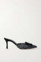 Manolo Blahnik Maysalebi 70 Buckled Checked Suede And Mesh Mules - Black | NET-A-PORTER APAC