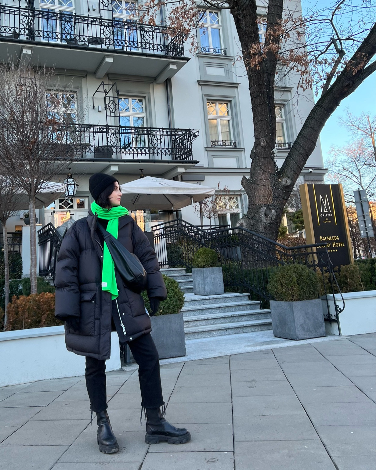 green scarf by cos 
black beanie by cos 
black jeans by toteme 
black jumper by H&M 
coat by stand studio via coggles use discount code HANNI15 for 15% off + free NDD 
boots by ganni via coggles use above code 

winter looks 
winter outfit ideas 

#LTKeurope #LTKstyletip #LTKSeasonal