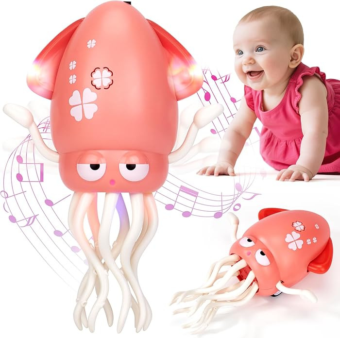 hahaland Tummy Time Toys, Dancing Squid Toy Musical Moving Crawling Baby Toys Developmental Funny... | Amazon (US)