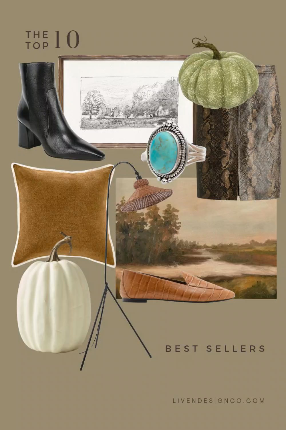 Last month bestselling items. Home decor. Fall decor. Decorative faux pumpkins. Cream pumpkins. Green pumpkin. Velvet pillow. Living room decor. Landscape art. Turquoise ring. Black ankle boots. Landscape drawing. Python skirt. Snakeprint skirt. Loafers. 

#LTKSeasonal #LTKHome #LTKSaleAlert