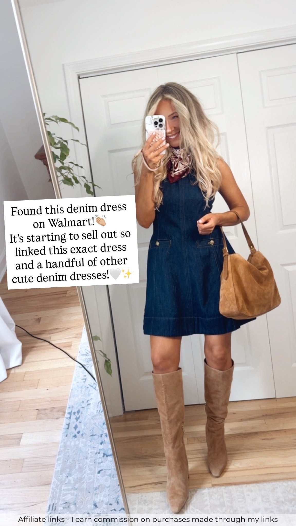 Affiliate links - I earn commission on purchases made through my links

Walmart fall dress
Denim dress
Tan knee high boots
Fall outfits women