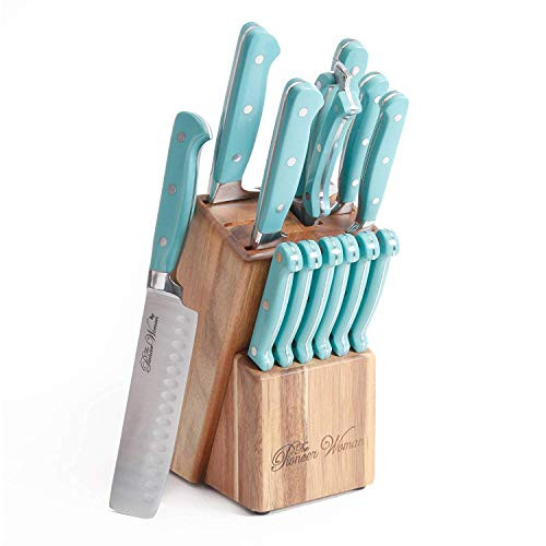 The Pioneer Woman Cowboy Rustic 14-Piece Linen Cutlery Set W/ Wood Block/WHITE | Amazon (US)