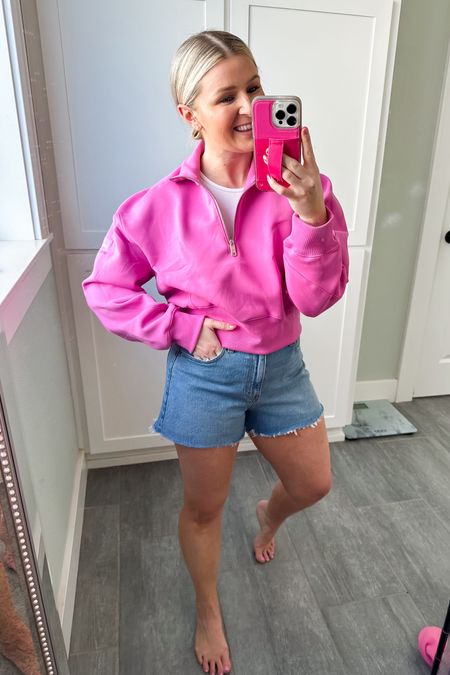 My new favorite denim shorts and that’s saying a lot since I’m not a huge fan of shorts. I love that these have a wide leg opening, the high rise is perfect and this wash is my fave. Right now you can get them 20% off with AFLTK. 

Sweatshirt size small
Shorts size 28 

#LTKfindsunder50 #LTKSeasonal #LTKSpringSale