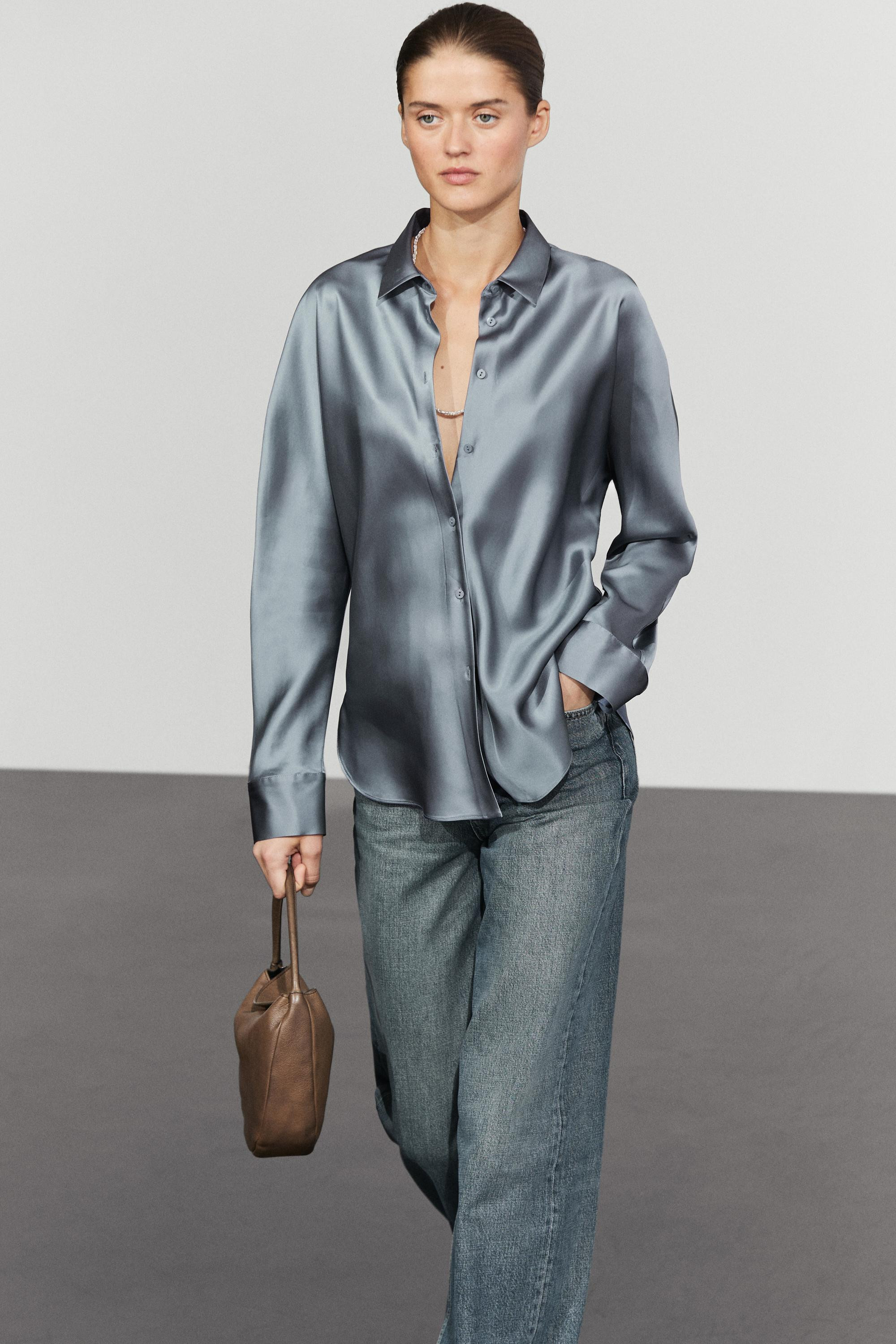 Flowing satin shirt | Massimo Dutti UK
