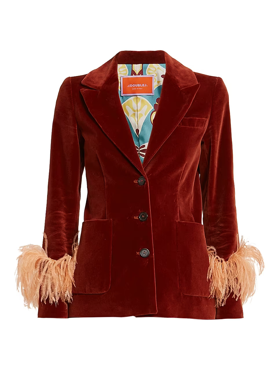 Keaton Feather-Trimmed Velvet Blazer | Saks Fifth Avenue