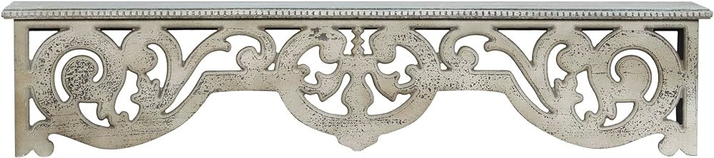 Deco 79 Wood Floral 1 Shelf Wall Shelf, 48" x 8" x 10", White | Amazon (US)
