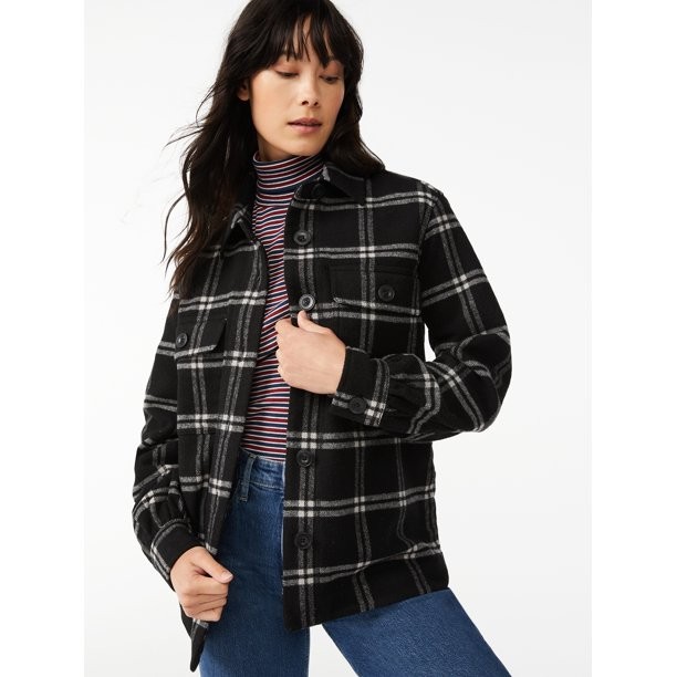 Free Assembly Women's Shirt Jacket with Gathered Sleeves - Walmart.com | Walmart (US)
