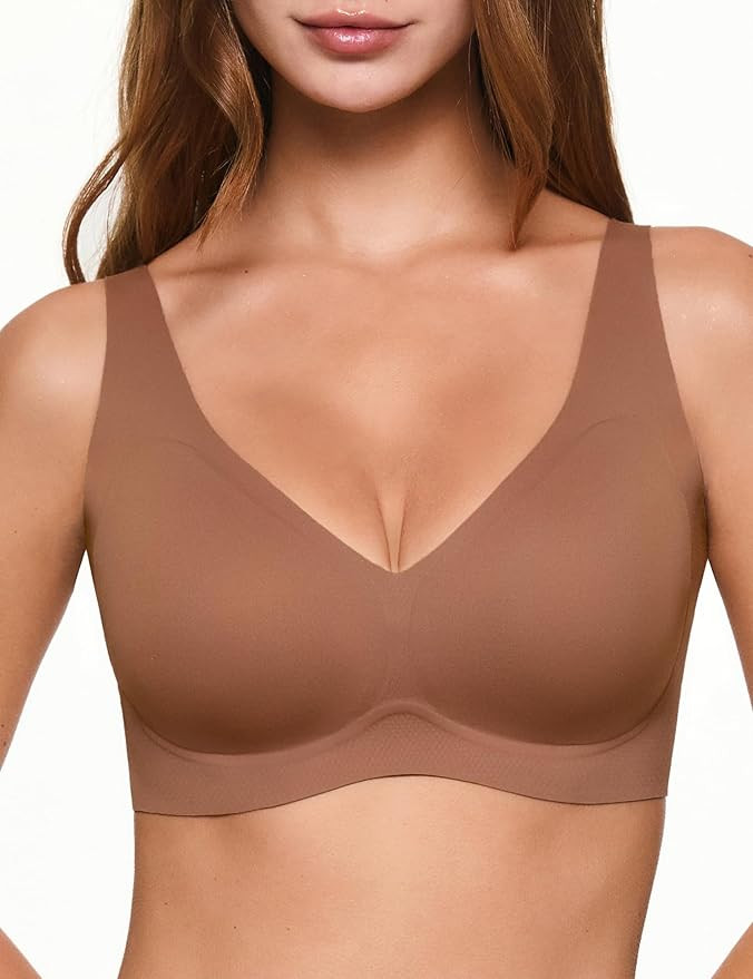 Deep V Bras for Women, Wireless Push Up Plunge Bra Seamless Supportive No Underwire T-Shirts Bral... | Amazon (US)