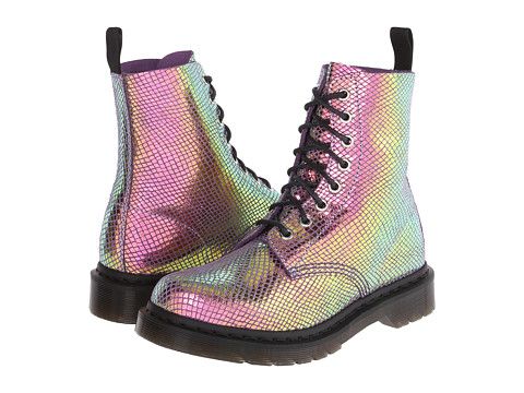 Dr. Martens - Pascal 8-Eye Boot (Violet Mirror Shift Suede) Women's Lace-up Boots | 6pm