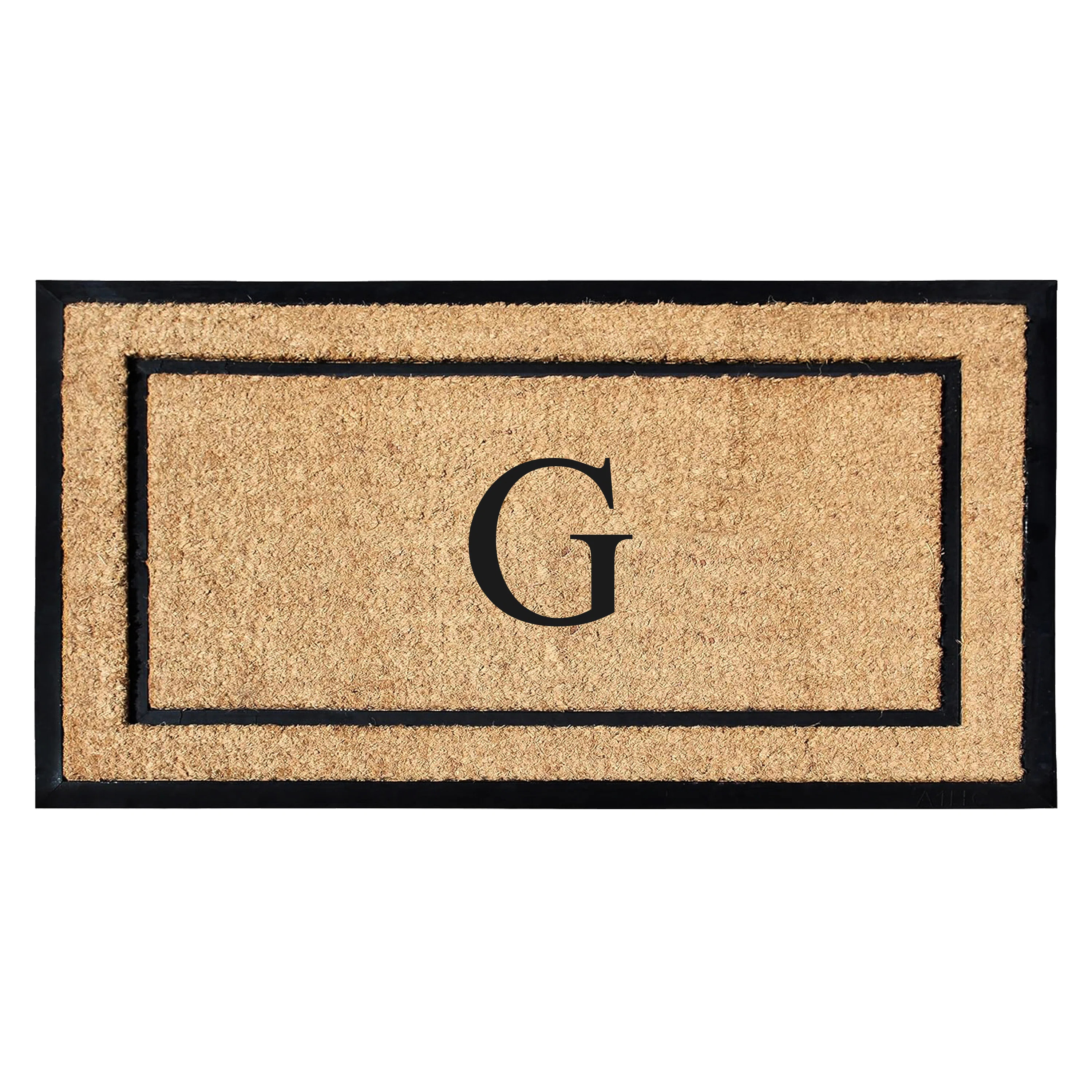 Danielian Rubber Coir Classic Border Monogrammed Doormat  24" x 48" Non-Slip Outdoor Door Mat | Birch Lane