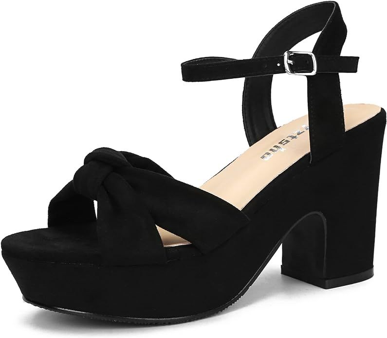 Women's Platform Heels Ankle Strap Sandals Peep Toe Wedges Fashion Wedding Sexy Dress Block Chunk... | Amazon (US)