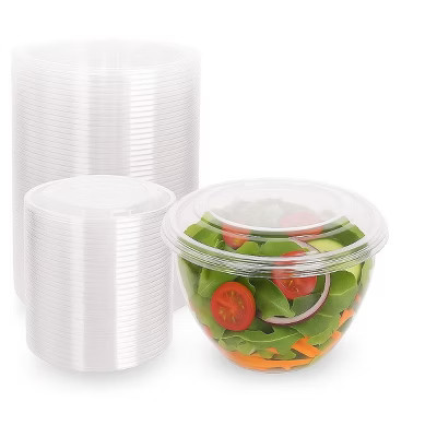 Plastic Salad Bowls W/Airtight Dome Lids Disposable - Clear Serving Bowls  BPA-Free  Leak-Proof  Takeout, To-Go & Food Storage 50 Pack, 18, Ounce | Target