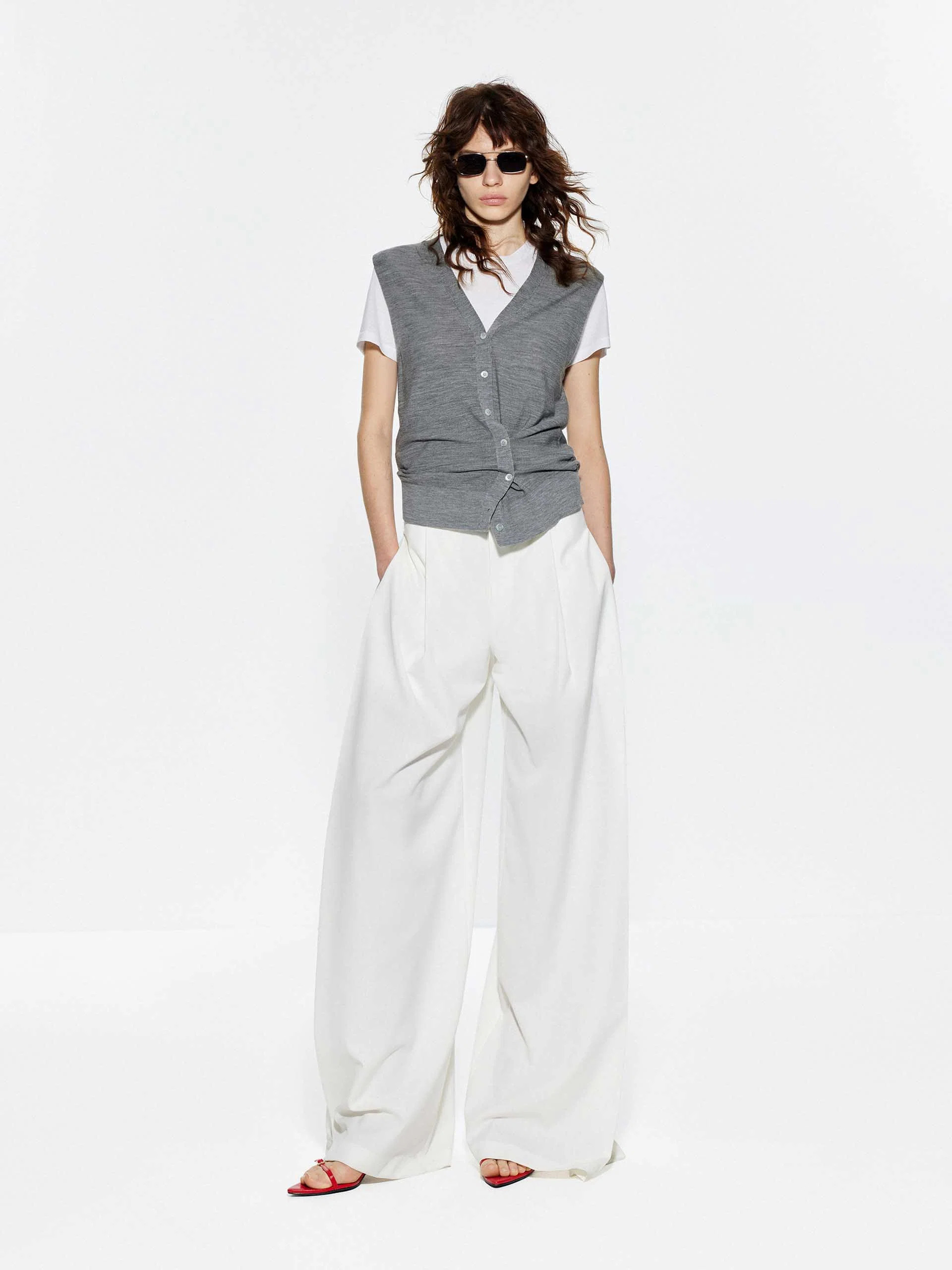 MO&Co. Women's V-neck Wool Knitted Cardigan | MO&Co.