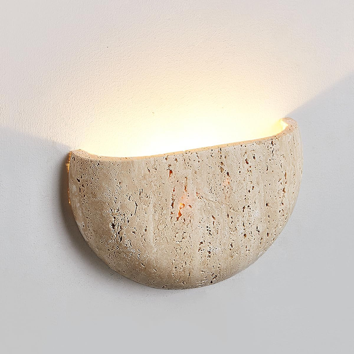 Semi Circle Yellow Travertine Wall Lamp Japanese Style Wabi-Sabi Art Lighting Fixture Half Moon M... | Amazon (US)