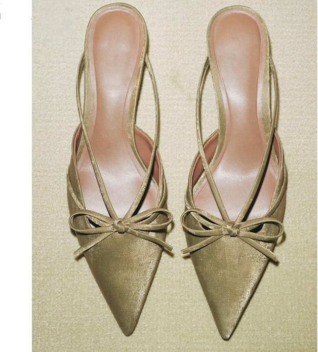 Fashion Kitten Heel Bow Mules for Women Slip On Mules Backless Kitten Heel Pumps | Amazon (US)