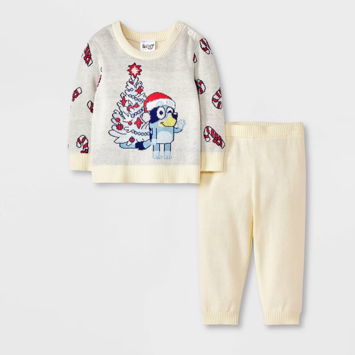Baby Bluey Christmas Tree 2pc Sweater Top and Bottom Set - Ivory | Target