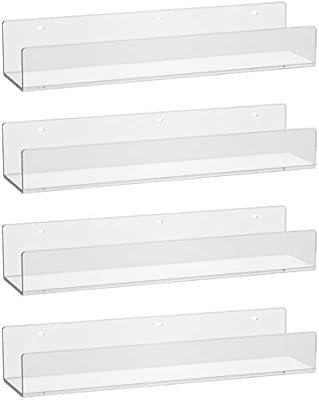 NIUBEE 24" Premium Acrylic Floating Nursery Kids Bookshelf Wall Ledge Shelf, Clear Invisible Spic... | Amazon (US)