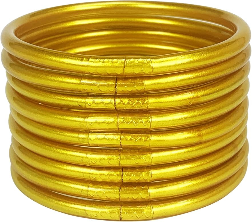 YBMYCM 9PCS Glitter Jelly Bangles Bracelets Set for Women Glitter Filled Jelly Silicone Open Brac... | Amazon (US)