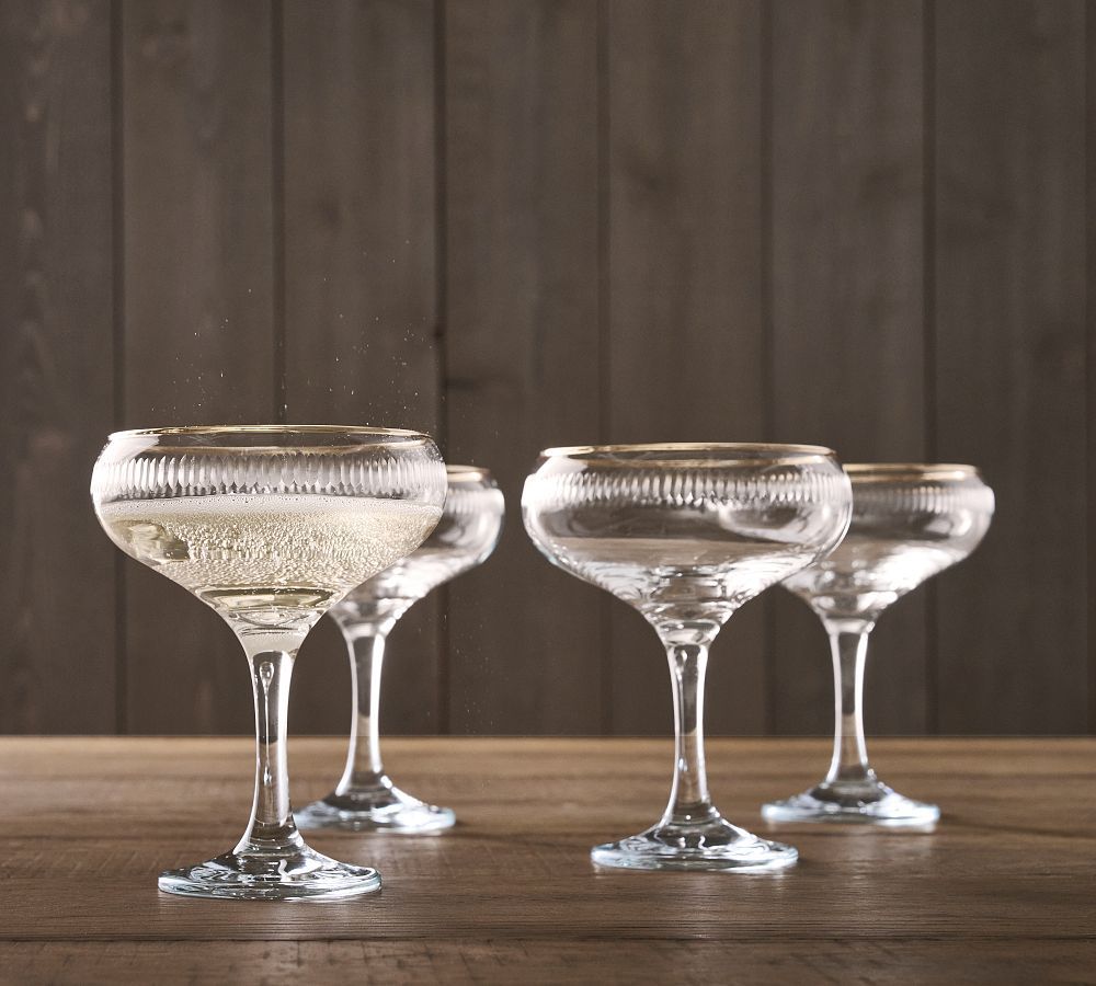 Etched Gold Rim Coupe Glasses - Set of 4 | Pottery Barn (US)