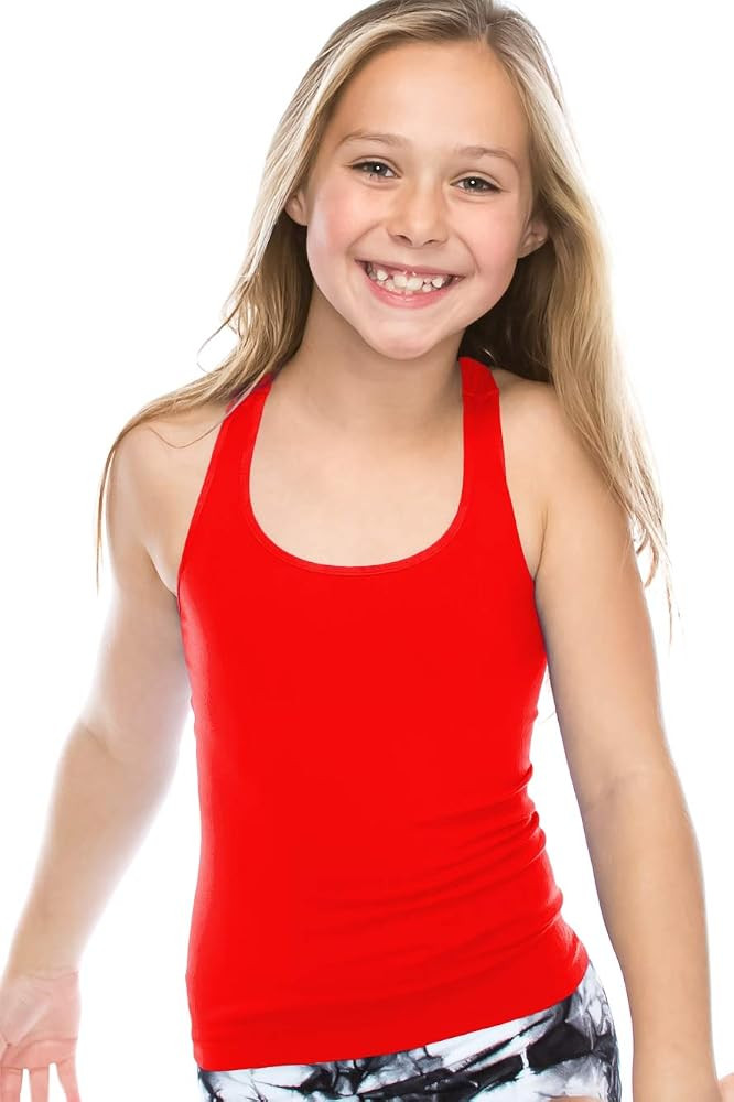 Amazon.com: Kurve Premium Girls Seamless Supersoft Wide Strap Comfortable Racerback Tank (Made wi... | Amazon (US)