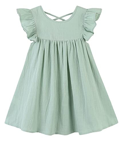 \u3010UNIQUE DESIGN\u3011:Flutter sleeve, Round neck, Criss Cross at back, A-Line twirly skater d... | Amazon (US)