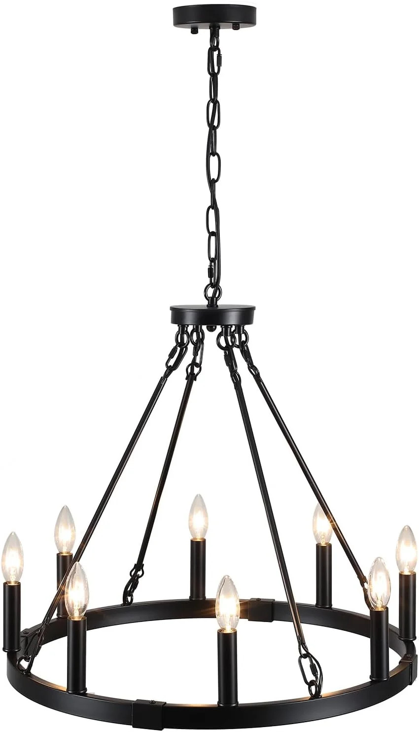 8-Light Wagon Wheel Chandelier Farmhouse Black Chandeliers for Dining Room Light Fixtures Over Ta... | Walmart (US)